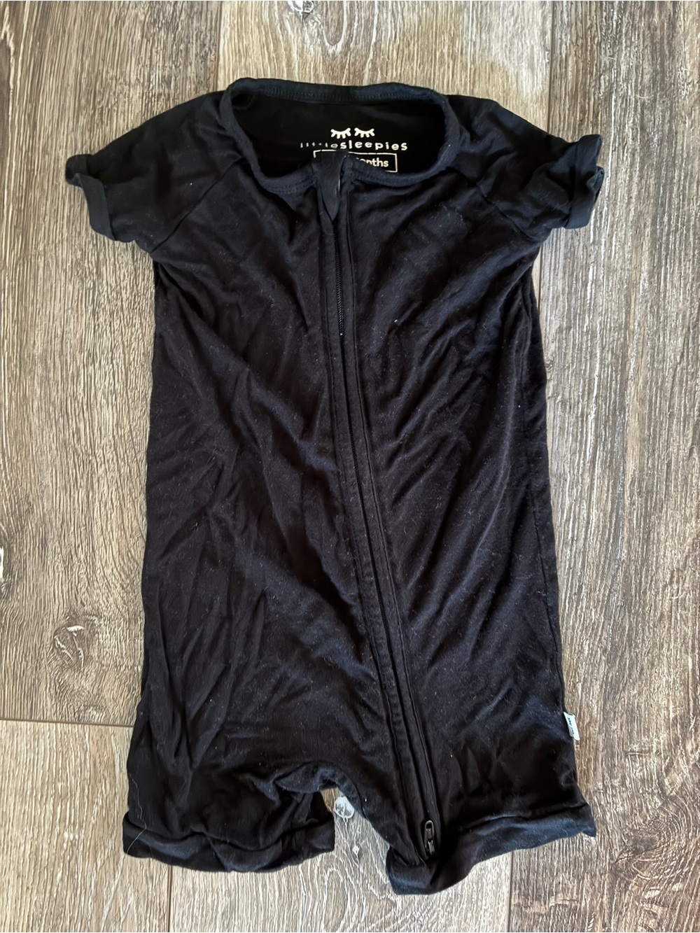 Little Sleepies Black Short-Sleeve Zippered One-Piece